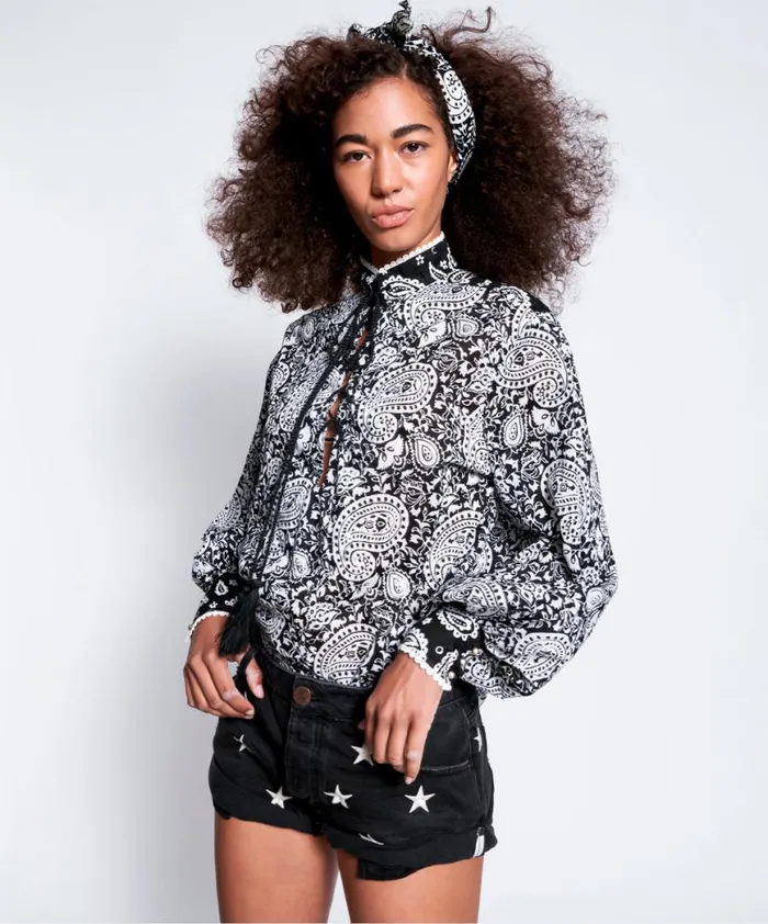 Women One Teaspoon Tops HAND BATIK PASILEY RHIANNON TOP Women One Teaspoon Tops HAND BATIK PASILEY RHIANNON TOP