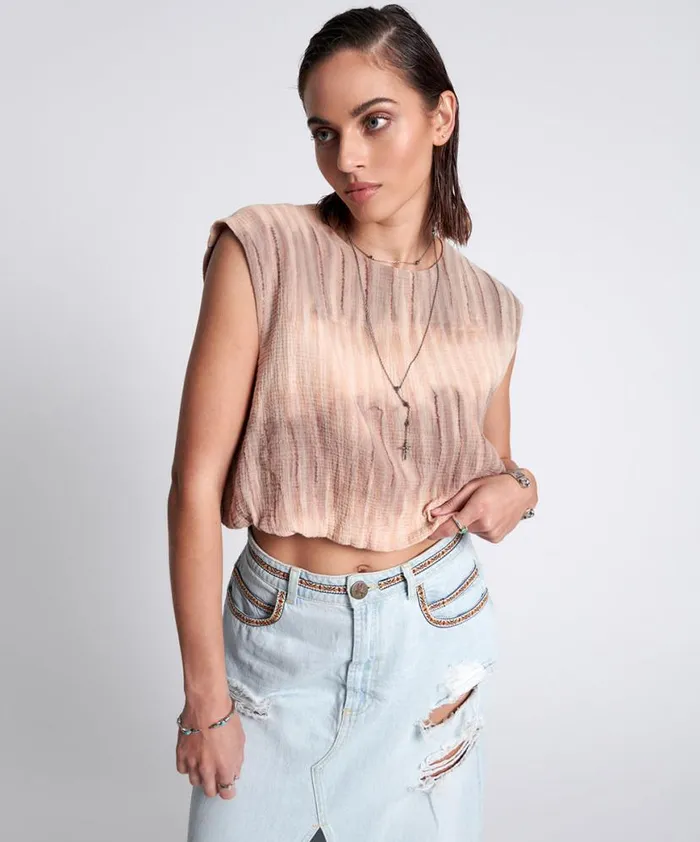 Women One Teaspoon Tops HAND DYED BACKLESS BUBBLE TOP