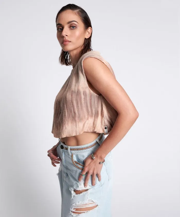 Women One Teaspoon Tops HAND DYED BACKLESS BUBBLE TOP Women One Teaspoon Tops HAND DYED BACKLESS BUBBLE TOP
