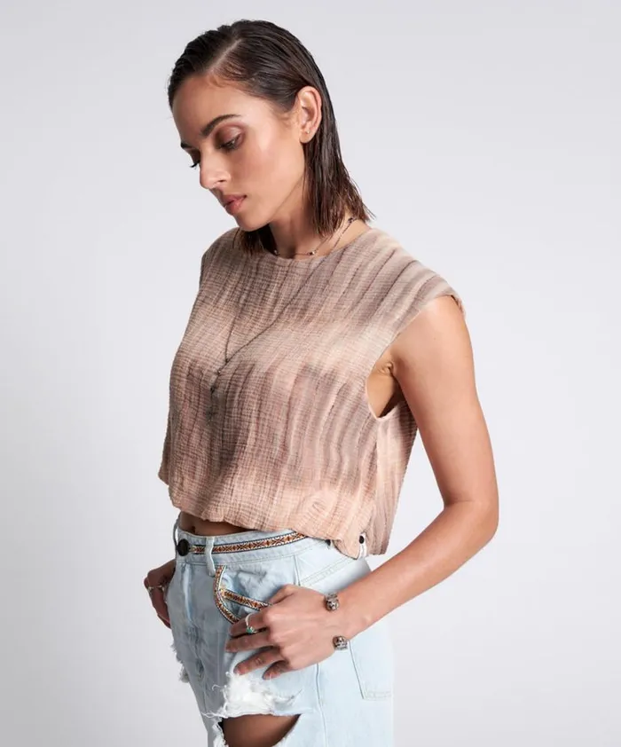 Women One Teaspoon Tops HAND DYED BACKLESS BUBBLE TOP Women One Teaspoon Tops HAND DYED BACKLESS BUBBLE TOP