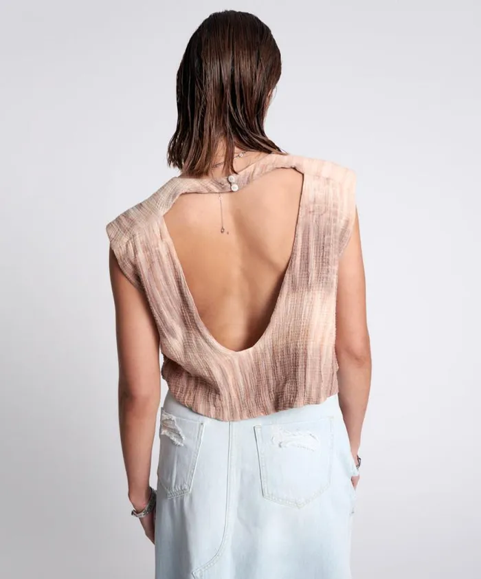 Women One Teaspoon Tops HAND DYED BACKLESS BUBBLE TOP Women One Teaspoon Tops HAND DYED BACKLESS BUBBLE TOP