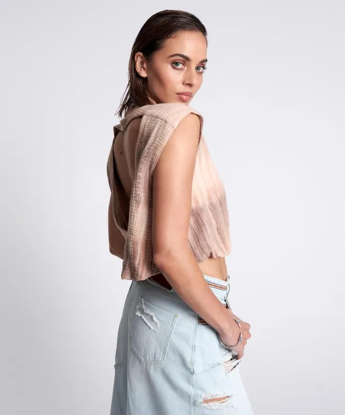 Women One Teaspoon Tops HAND DYED BACKLESS BUBBLE TOP Women One Teaspoon Tops HAND DYED BACKLESS BUBBLE TOP