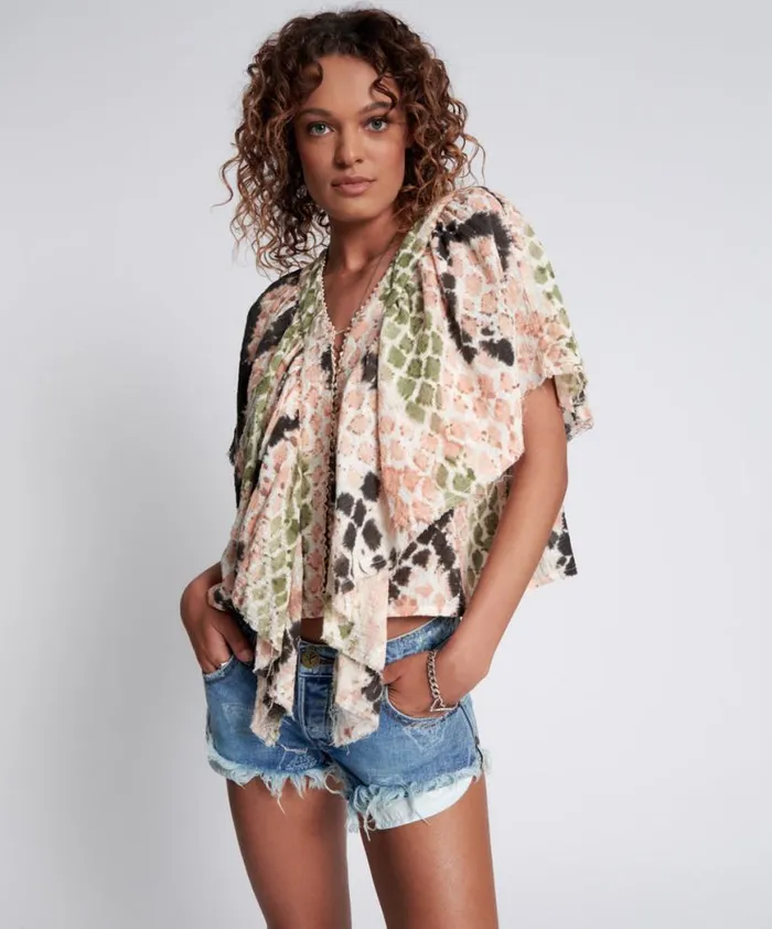 Women One Teaspoon Tops HAND PAINTED BOA TOP