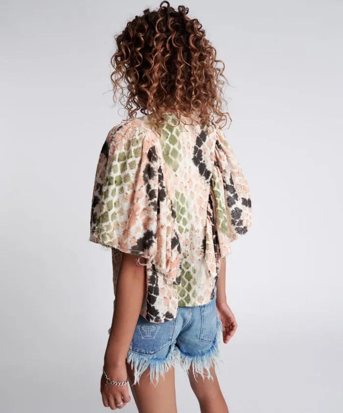 Women One Teaspoon Tops HAND PAINTED BOA TOP Women One Teaspoon Tops HAND PAINTED BOA TOP
