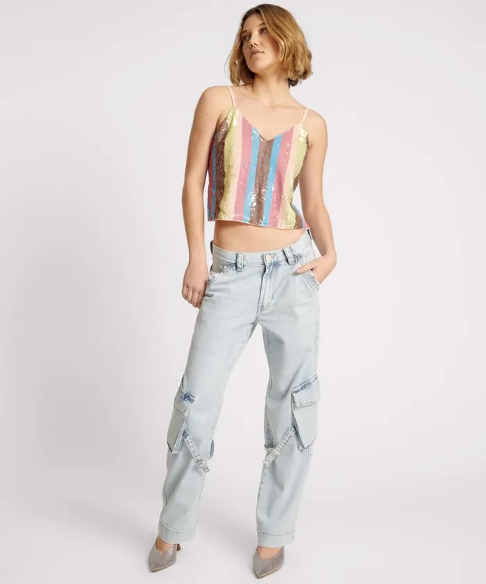 Women One Teaspoon Tops HAND SEQUIN IBIZA LUXE PARTY CAMI TOP Women One Teaspoon Tops HAND SEQUIN IBIZA LUXE PARTY CAMI TOP