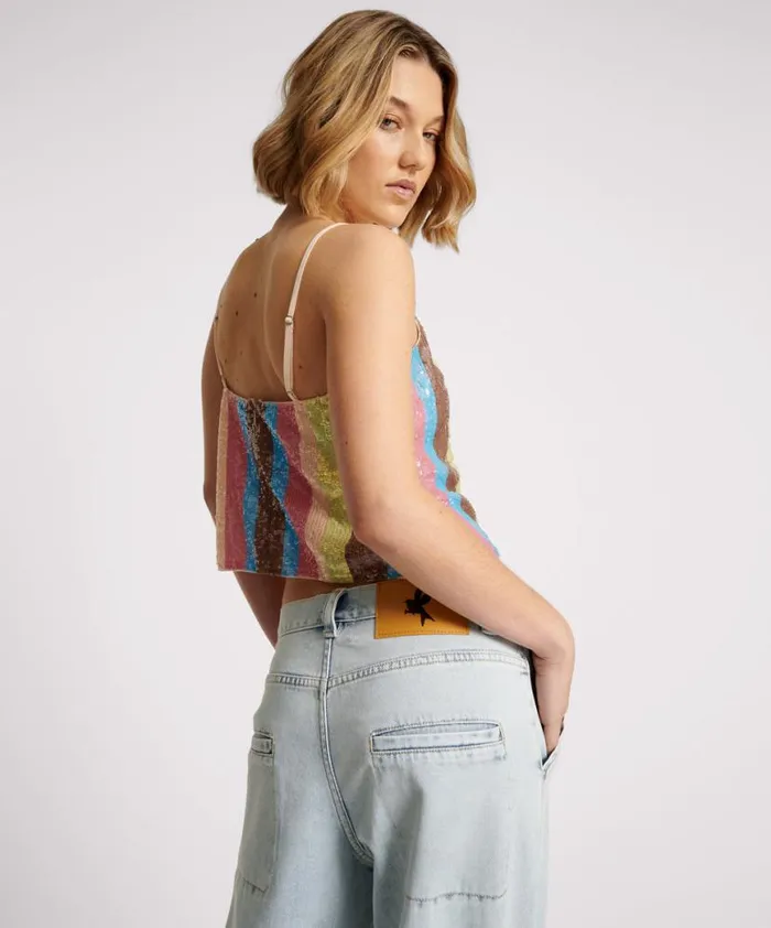 Women One Teaspoon Tops HAND SEQUIN IBIZA LUXE PARTY CAMI TOP Women One Teaspoon Tops HAND SEQUIN IBIZA LUXE PARTY CAMI TOP