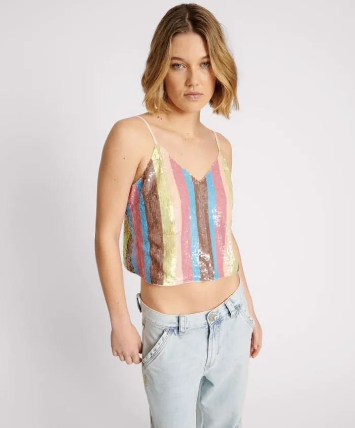 Women One Teaspoon Tops HAND SEQUIN IBIZA LUXE PARTY CAMI TOP Women One Teaspoon Tops HAND SEQUIN IBIZA LUXE PARTY CAMI TOP