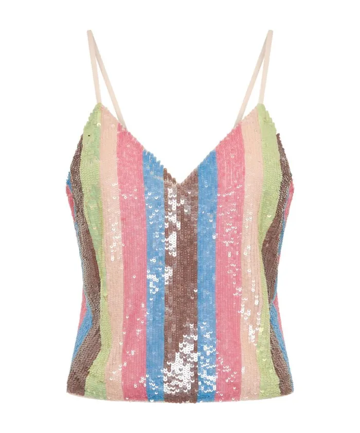 Women One Teaspoon Tops HAND SEQUIN IBIZA LUXE PARTY CAMI TOP Women One Teaspoon Tops HAND SEQUIN IBIZA LUXE PARTY CAMI TOP