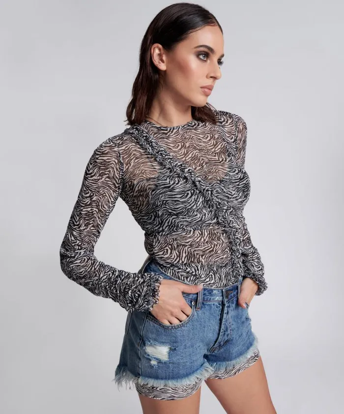 Women One Teaspoon Tops INTERFERENCE RUFFLE PARTY LONGSLEEVE TOP Women One Teaspoon Tops INTERFERENCE RUFFLE PARTY LONGSLEEVE TOP