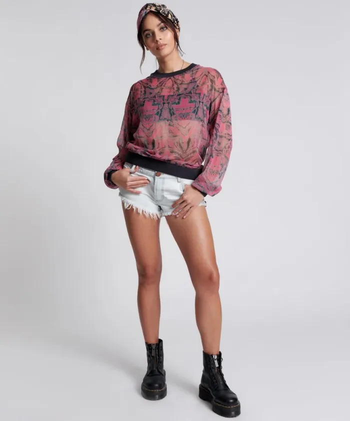 Women One Teaspoon Tops KALEIDOSCOPE CREW LONG SLEEVE TOP