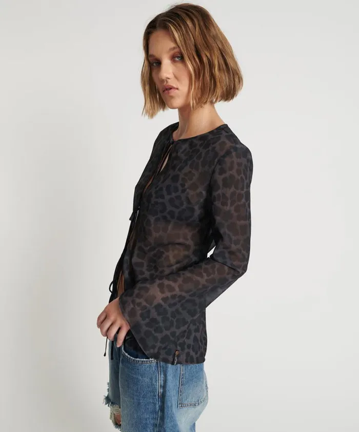 Women One Teaspoon Tops LEOPARD FANTASY CHIFFON LONGSLEEVE TOP Women One Teaspoon Tops LEOPARD FANTASY CHIFFON LONGSLEEVE TOP