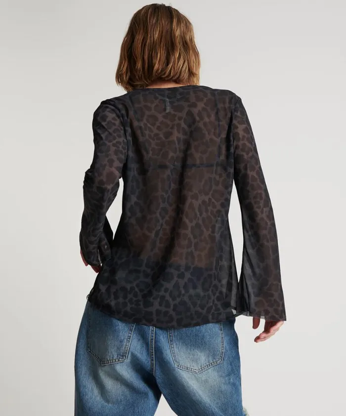Women One Teaspoon Tops LEOPARD FANTASY CHIFFON LONGSLEEVE TOP Women One Teaspoon Tops LEOPARD FANTASY CHIFFON LONGSLEEVE TOP
