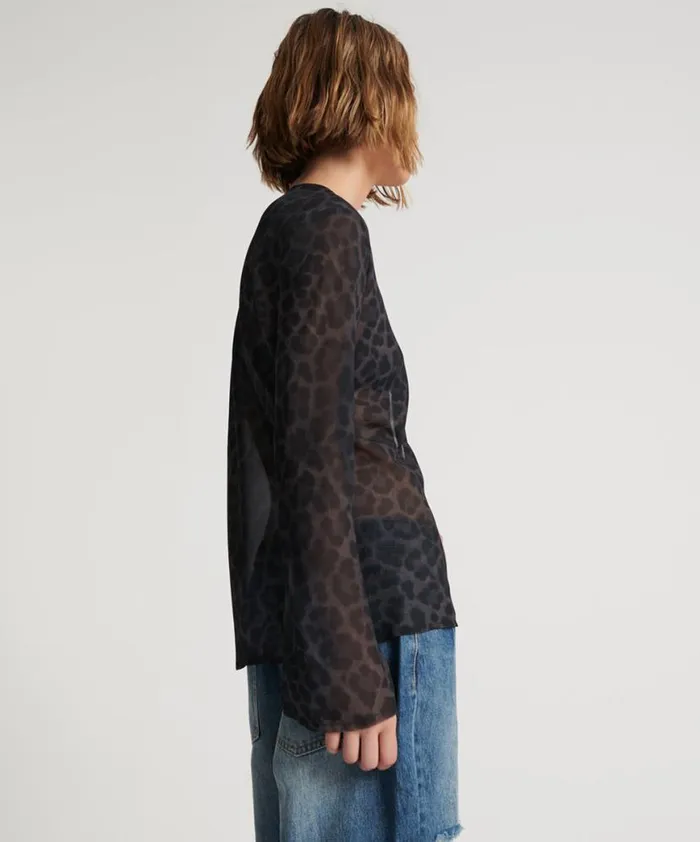 Women One Teaspoon Tops LEOPARD FANTASY CHIFFON LONGSLEEVE TOP Women One Teaspoon Tops LEOPARD FANTASY CHIFFON LONGSLEEVE TOP