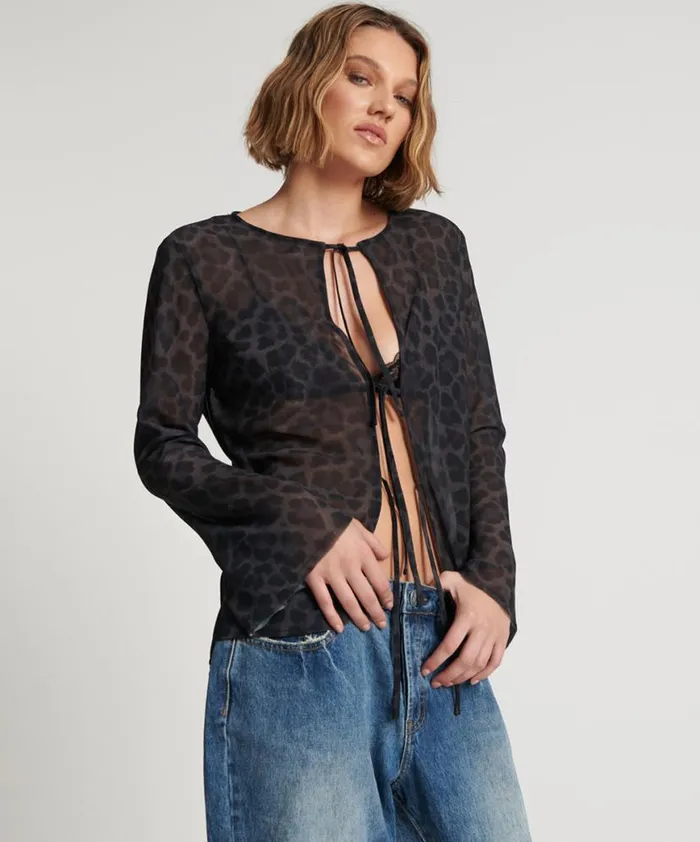 Women One Teaspoon Tops LEOPARD FANTASY CHIFFON LONGSLEEVE TOP Women One Teaspoon Tops LEOPARD FANTASY CHIFFON LONGSLEEVE TOP