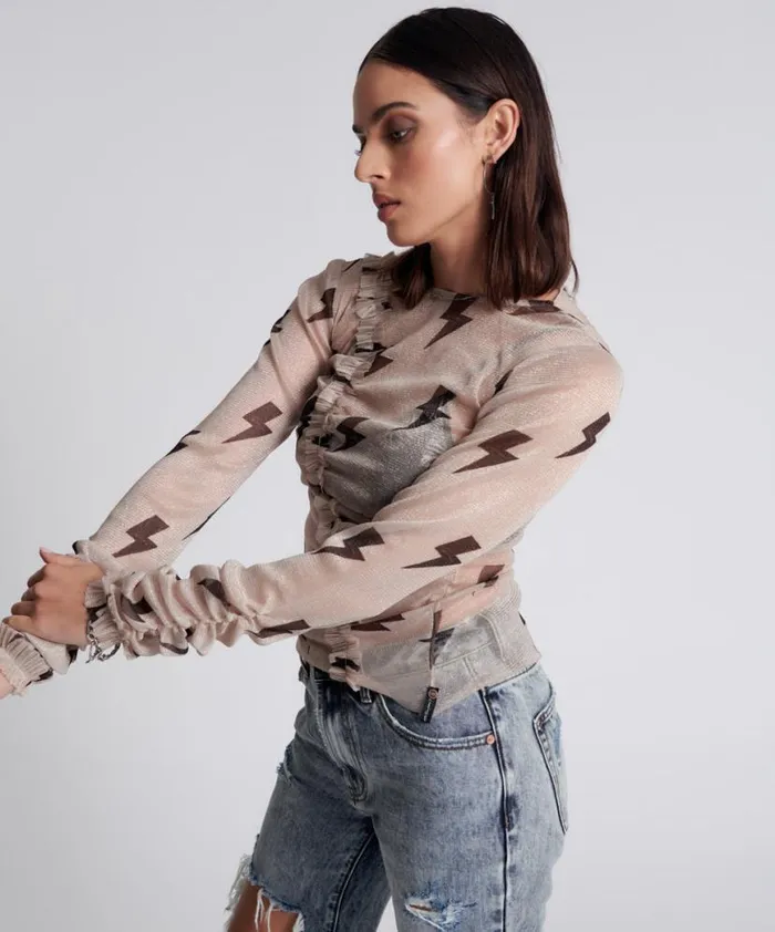 Women One Teaspoon Tops LIGHTNING PARTY LONGSLEEVE TOP Women One Teaspoon Tops LIGHTNING PARTY LONGSLEEVE TOP