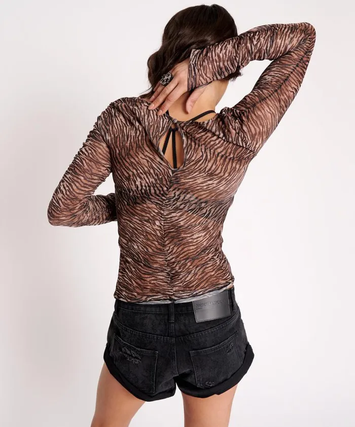 Women One Teaspoon Tops NIGHT FEVER MESH LONGSLEEVE TOP