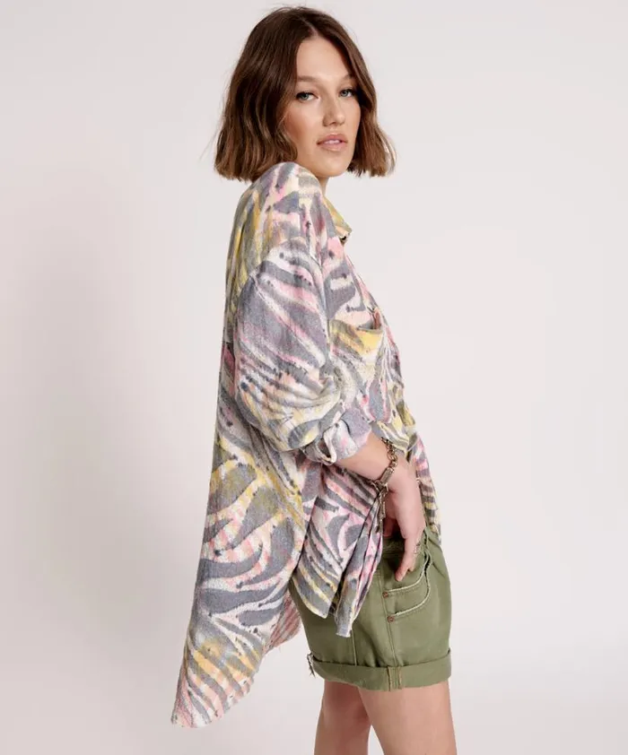 Women One Teaspoon Tops PALM ISLAND MUSLIN LONGLINE SHIRT Women One Teaspoon Tops PALM ISLAND MUSLIN LONGLINE SHIRT