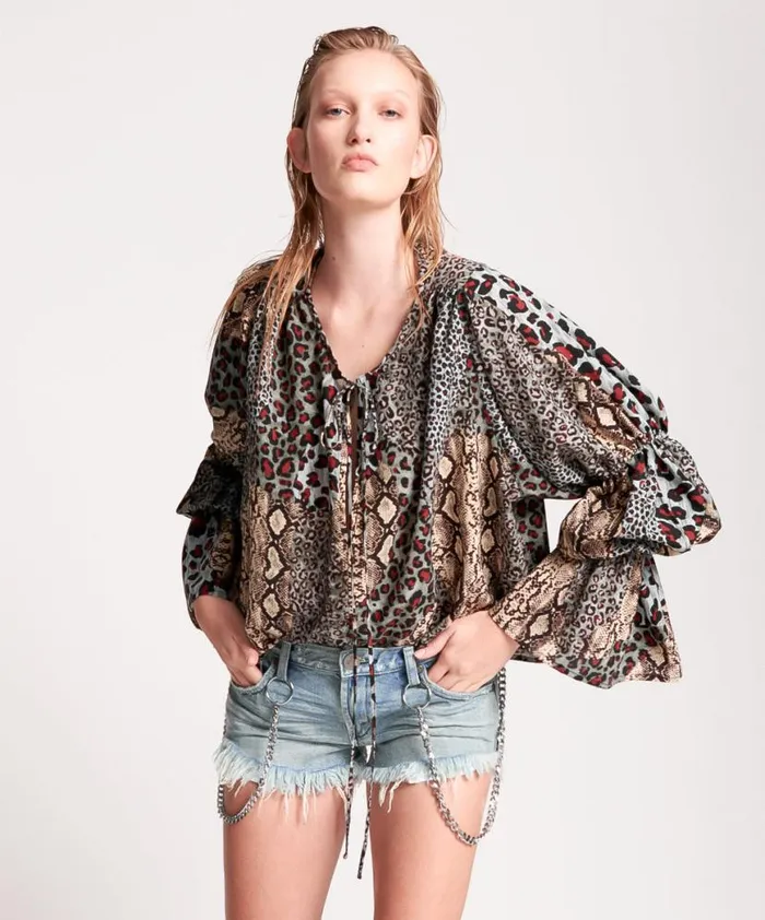 Women One Teaspoon Tops PUNK PYTHON SOPHISTICATED SAVAGE TOP