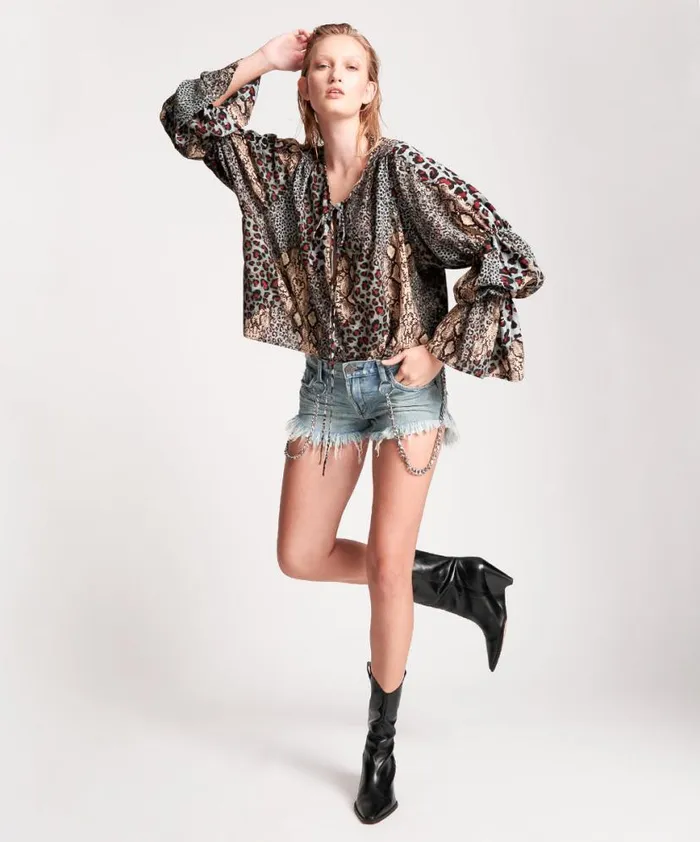 Women One Teaspoon Tops PUNK PYTHON SOPHISTICATED SAVAGE TOP Women One Teaspoon Tops PUNK PYTHON SOPHISTICATED SAVAGE TOP
