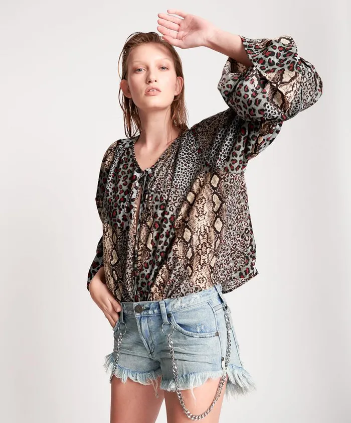 Women One Teaspoon Tops PUNK PYTHON SOPHISTICATED SAVAGE TOP Women One Teaspoon Tops PUNK PYTHON SOPHISTICATED SAVAGE TOP