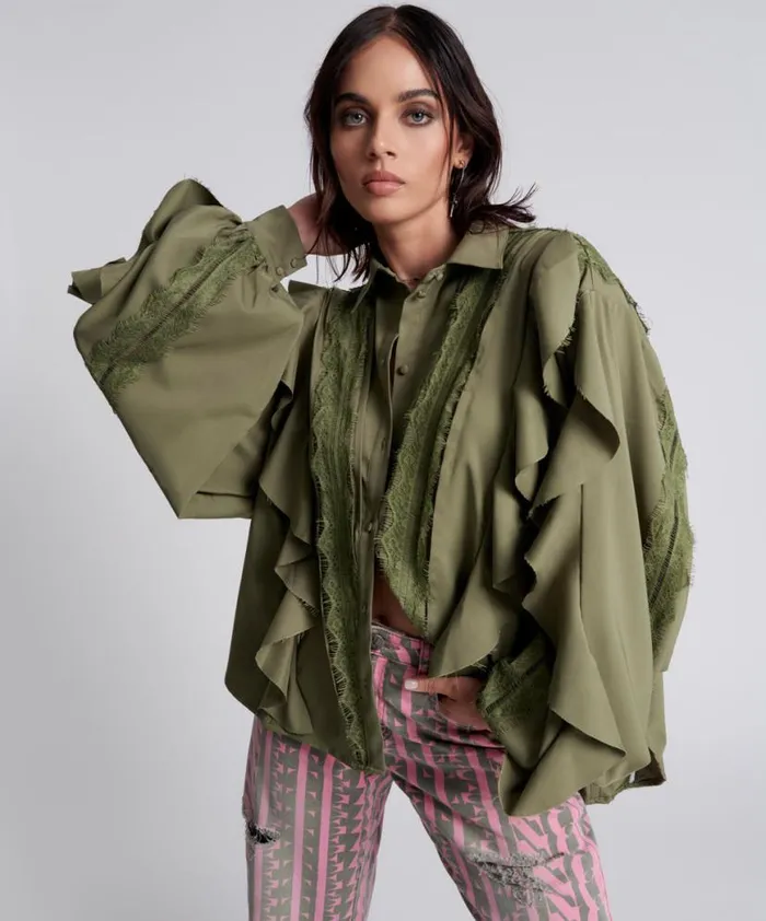 Women One Teaspoon Tops RECYCLED WAVE LENGTH SPIRIT SHIRT