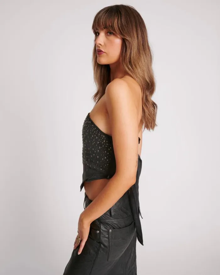 Women One Teaspoon Tops STUDDED SCARF BUSTIER TOP Women One Teaspoon Tops STUDDED SCARF BUSTIER TOP