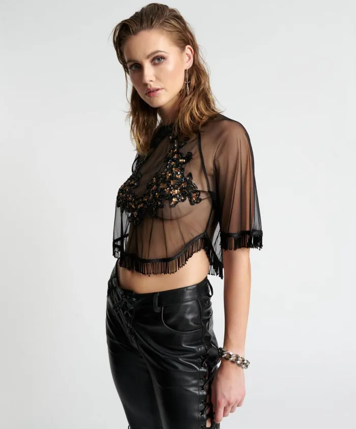 Women One Teaspoon Tops VANITY RAZZLE DAZZLE SEQUIN TOP Women One Teaspoon Tops VANITY RAZZLE DAZZLE SEQUIN TOP