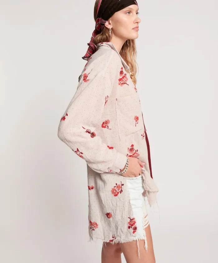 Women One Teaspoon Tops WESTERN ROSE LONGLINE SHIRT Women One Teaspoon Tops WESTERN ROSE LONGLINE SHIRT