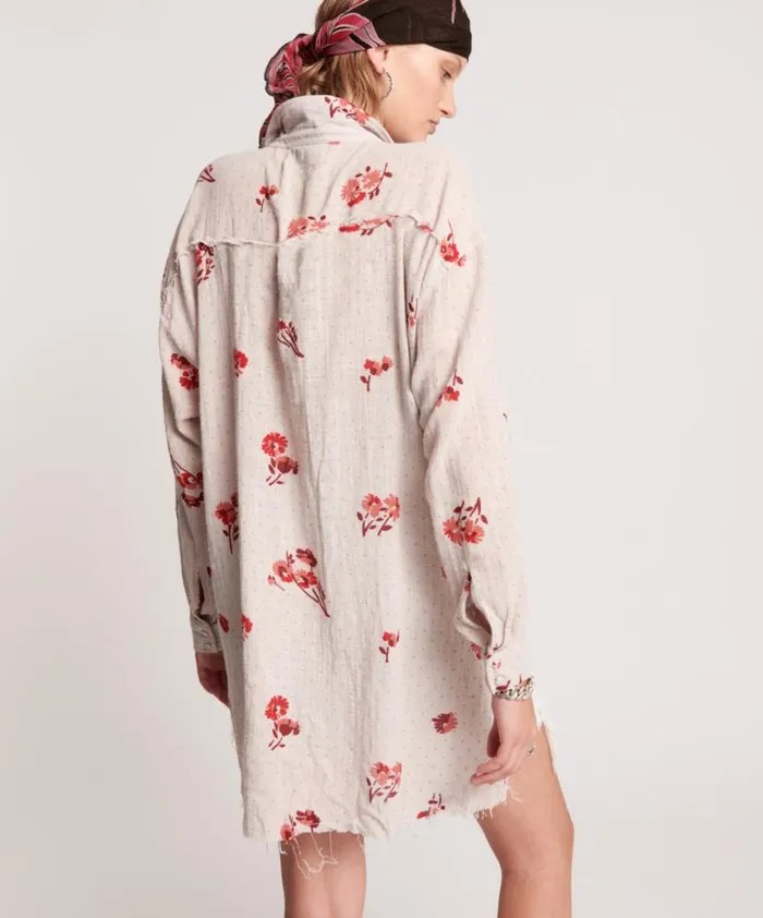 Women One Teaspoon Tops WESTERN ROSE LONGLINE SHIRT Women One Teaspoon Tops WESTERN ROSE LONGLINE SHIRT