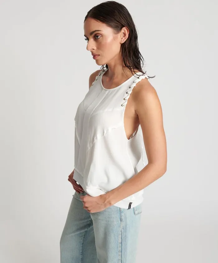 Women One Teaspoon Tops WHITE LACED CHARLESTON TOP Women One Teaspoon Tops WHITE LACED CHARLESTON TOP