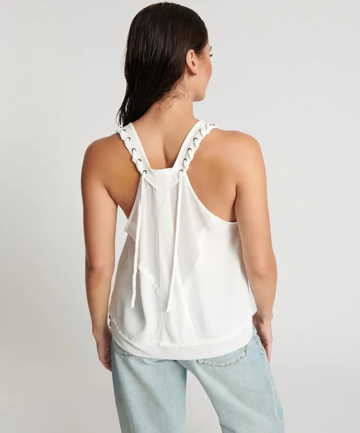 Women One Teaspoon Tops WHITE LACED CHARLESTON TOP Women One Teaspoon Tops WHITE LACED CHARLESTON TOP