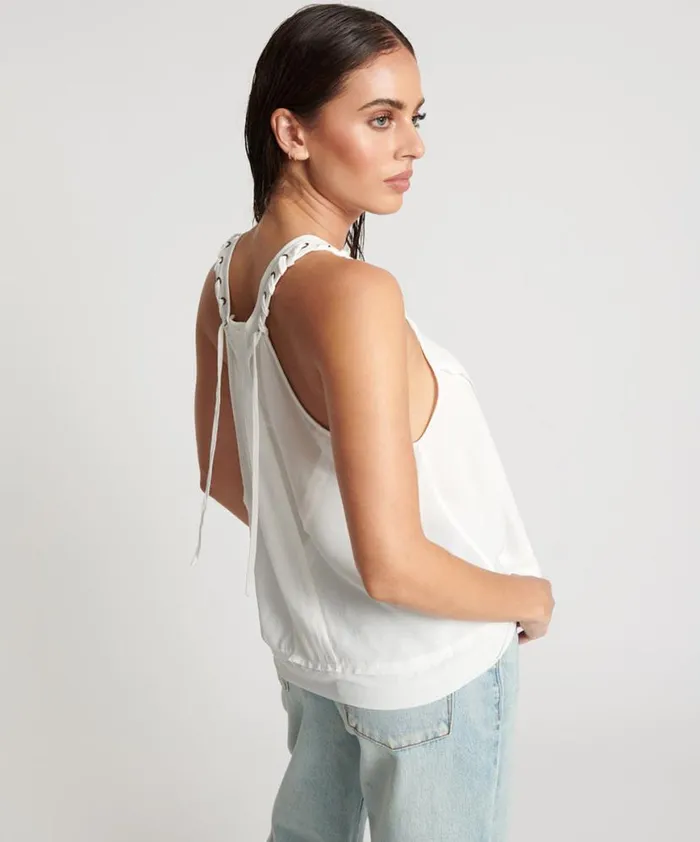 Women One Teaspoon Tops WHITE LACED CHARLESTON TOP Women One Teaspoon Tops WHITE LACED CHARLESTON TOP