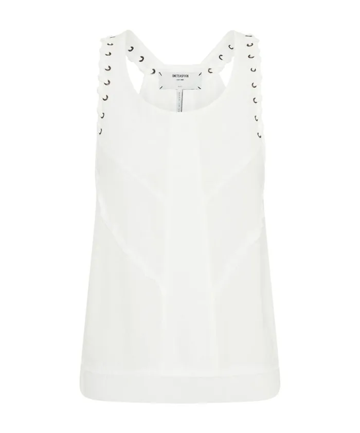 Women One Teaspoon Tops WHITE LACED CHARLESTON TOP Women One Teaspoon Tops WHITE LACED CHARLESTON TOP