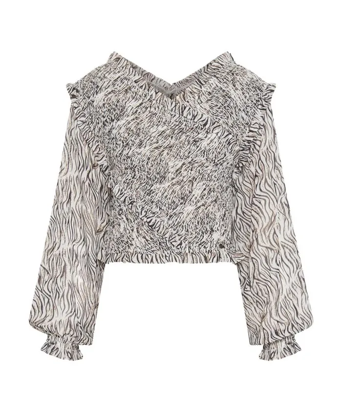 Women One Teaspoon Tops ZEBRA BARDOT CROSS OVER TOP Women One Teaspoon Tops ZEBRA BARDOT CROSS OVER TOP