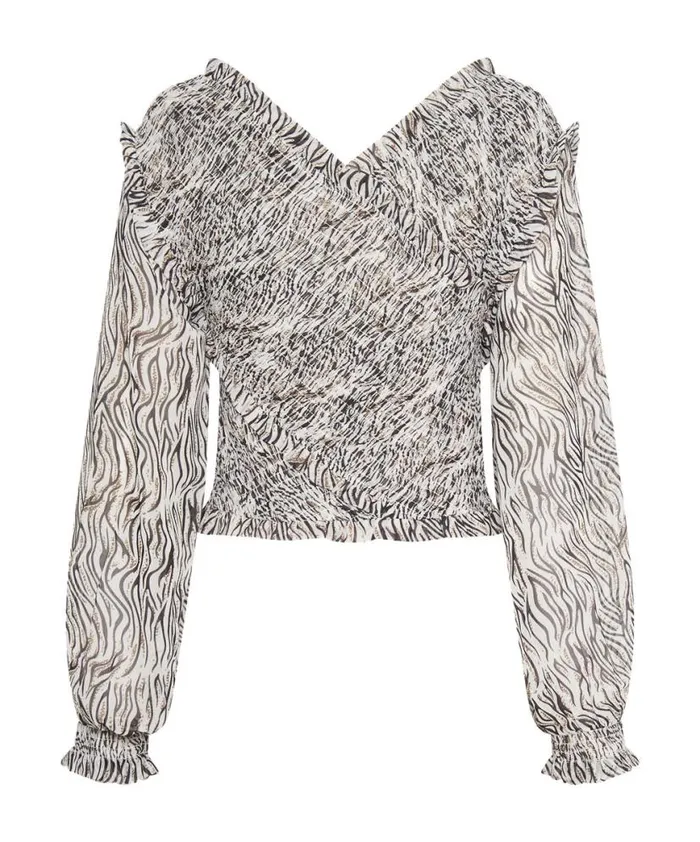 Women One Teaspoon Tops ZEBRA BARDOT CROSS OVER TOP Women One Teaspoon Tops ZEBRA BARDOT CROSS OVER TOP