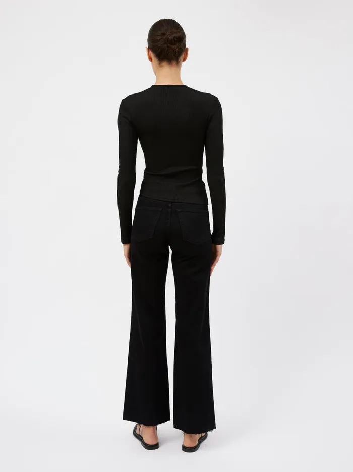 Women Open Twist Long Sleeve Top Black The UNDONE Tops
