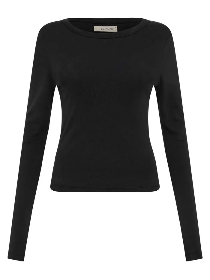 Women Organic Cotton Long Sleeve Top Black The UNDONE Tops