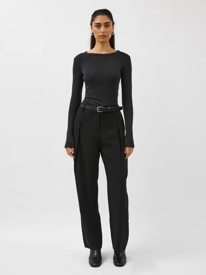 Women Organic Cotton Long Sleeve Top Black The UNDONE Tops