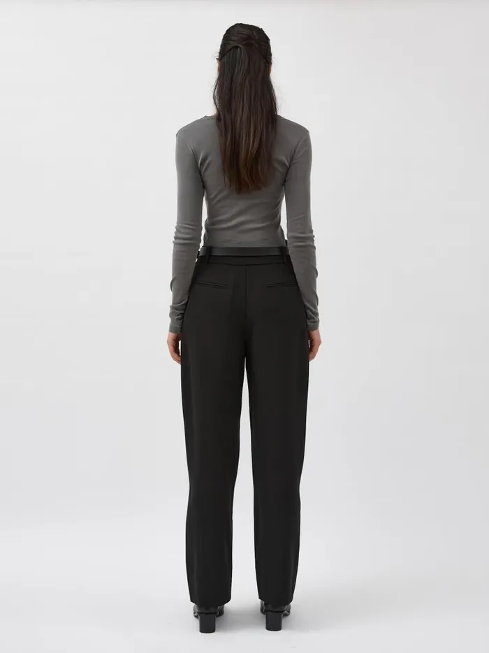 Women Organic Cotton Long Sleeve Top Pewter Grey The UNDONE Tops