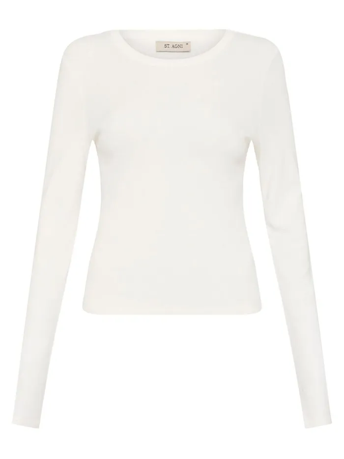 Women Organic Cotton Long Sleeve Top White The UNDONE Tops