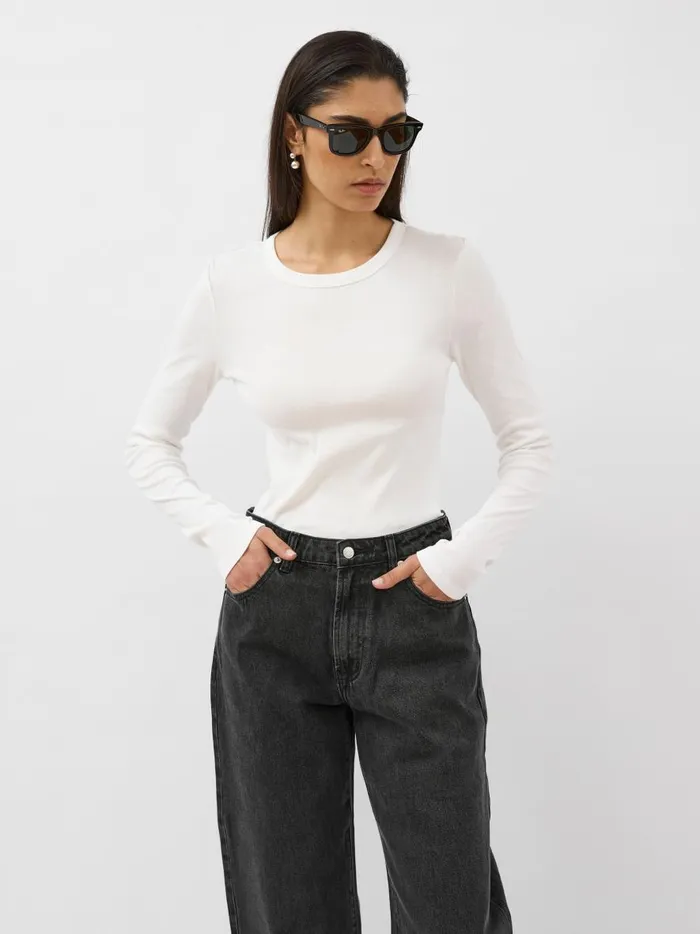 Women Organic Cotton Long Sleeve Top White The UNDONE Tops