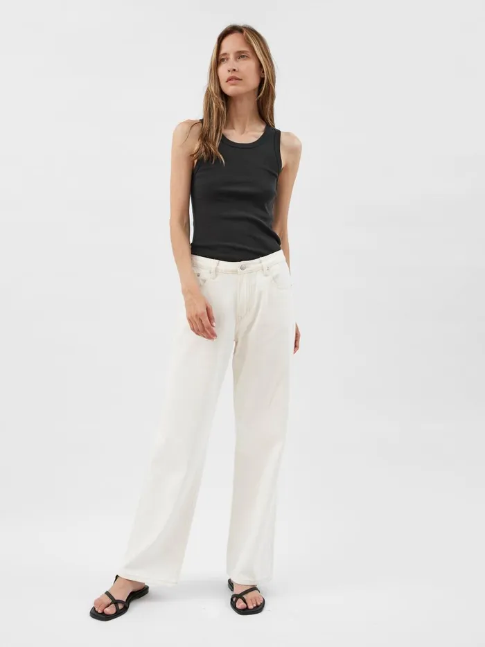 Women Organic Cotton Singlet Black The UNDONE Tops