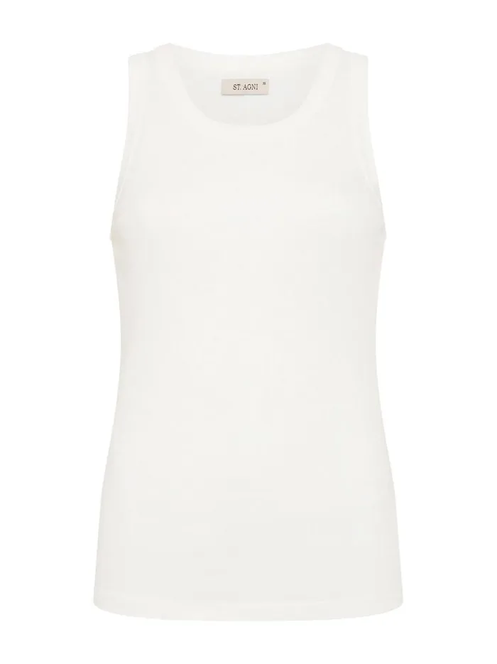 Women Organic Cotton Singlet White The UNDONE Tops