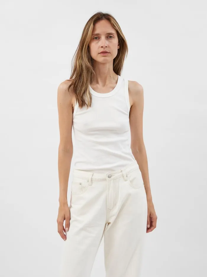 Women Organic Cotton Singlet White The UNDONE Tops