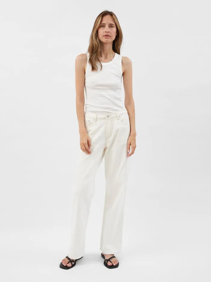 Women Organic Cotton Singlet White The UNDONE Tops