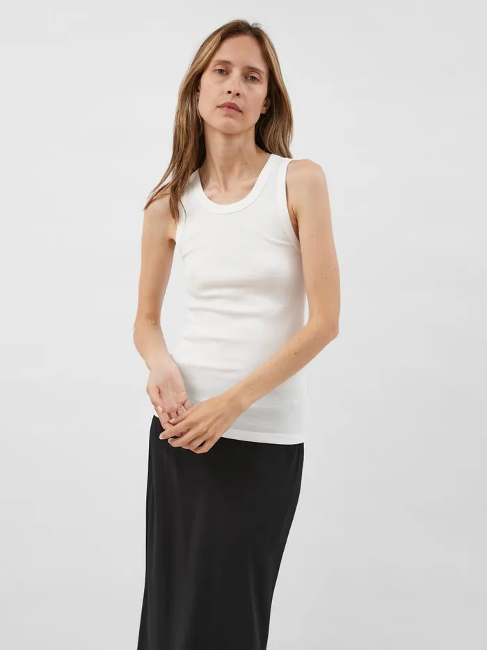 Women Organic Cotton Singlet White The UNDONE Tops