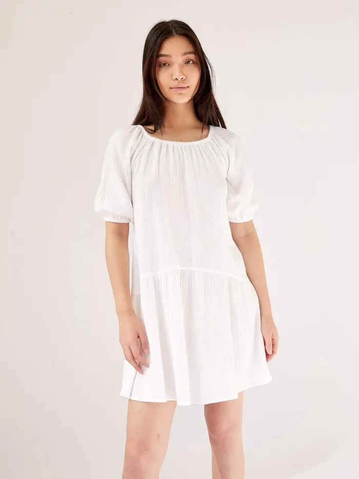 Women Paper Bag Mini Dress White The UNDONE Dresses