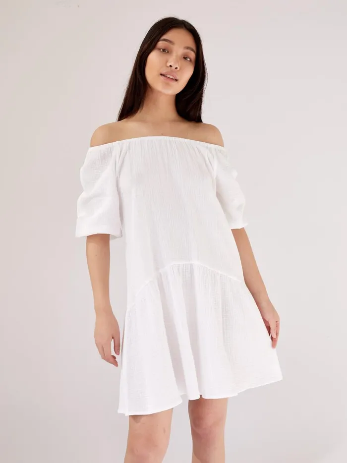 Women Paper Bag Mini Dress White The UNDONE Dresses
