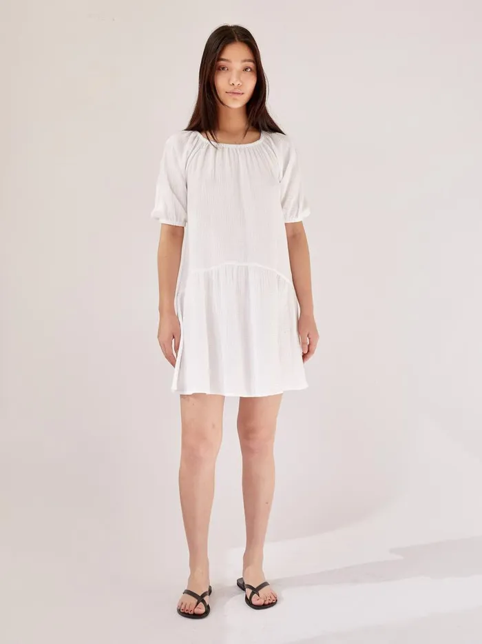 Women Paper Bag Mini Dress White The UNDONE Dresses
