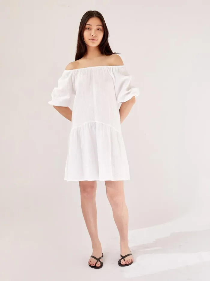 Women Paper Bag Mini Dress White The UNDONE Dresses